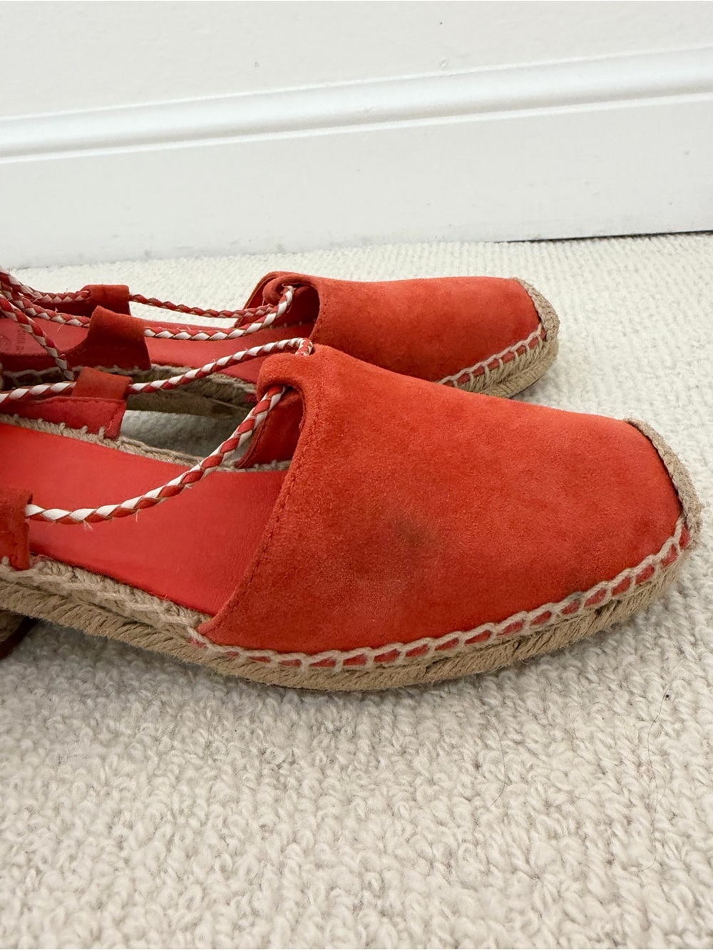 Tory Burch Orange Suede Lace-Up Espadrilles - Women Sz 9.5 - Picture 6 of 8